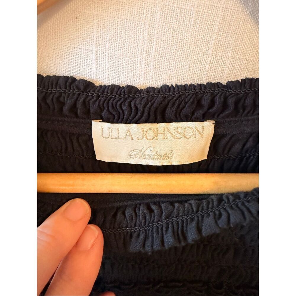 Ulla Johnson Amelia smocked‎ cotton-jersey and poplin blouse in black Size 6 - Picture 3 of 8